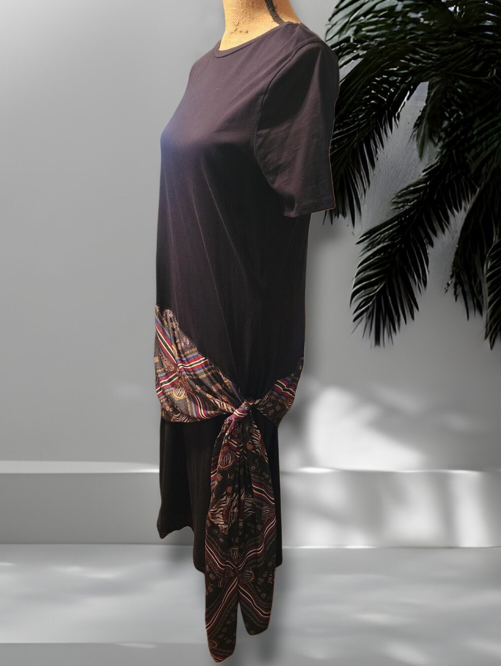 Zara T-shirt Dress with A Baroque Print Sash Tie. Size L. NWT - Picture 9 of 12